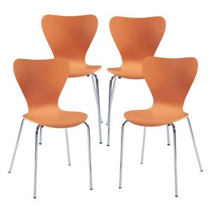 Esszimmerstuhl ‘Essunga’ 4er Set Holz Metall 80 x 48 x 45,5 cm Orange