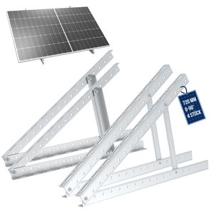 NuaSol Halterung für Solarpanel Solar- & PV-Montagesysteme Aufständerung bis 72 cm Flachdach PV Solarmodul | Verstellbar 0-90° | 4er Set | Aluminium | Montagematerial