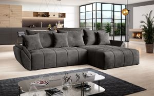 FURNIX Ecksofa CALVANI Schlaffunktion Bettkasten Kissen Couch Sofa L-Form EN 25