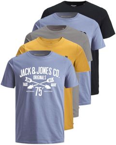 5er-Pack Jack & Jones Herren T-Shirts Print Shirt, 5er-Set Irina Mix