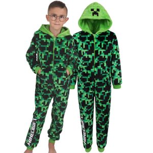 Minecraft Einteiliges Pyjama/Schlafanzug, für Jungen, grün, schwarz 13-14 Jahre