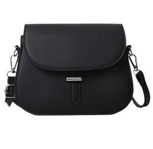 Elegante kleine Damen-Umhängetasche aus schwarzem Leder mit Klappe