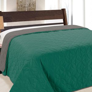 Tagesdecke Steppdecke Bettüberwurf 1 TLG. Set (Ohne Kissenbezüge) Größe: 220x240 cm, Farbe: Grau Graphit Grün Smaragd- 006