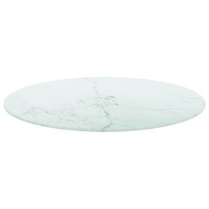 vidaXL Tischplatte Weiß Ø70x0,8 cm Hartglas in Marmoroptik