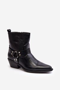 Damen gefütterte Cowboystiefel Schwarz Venosa 37