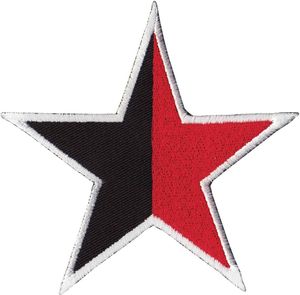 Stern - Aufnäher Schwarz/Rot/Weiß, ca. 10 cm