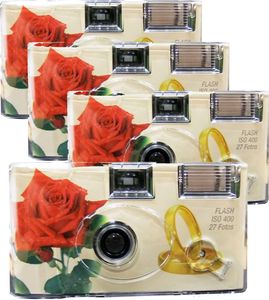 4x 1A PHOTO PORST Einwegkamera Sonderposten Hochzeit Rosen + Ringe