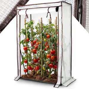 AREBOS Tomatengewächshaus Foliengewächshaus | Gewächshaus klein | Tomatenhaus, Treibhaus mit Tür | 100 x 50 x 150 cm Frühbeet Gewächshausfolie