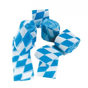 Bayrisches Kreppband, 4 Rollen, blau-weiß für Oktoberfest-Deko, 10m