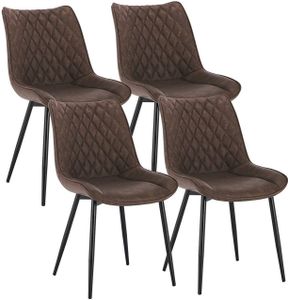 WOLTU 4er-Set Esszimmerstühle Küchenstuhl Polsterstuhl mit Rückenlehne Sitzfläche aus Kunstleder Metallbeine Braun