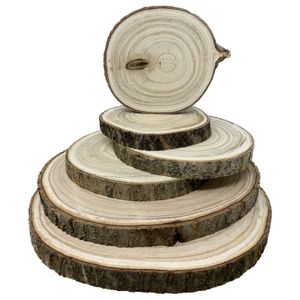 Baumscheiben Holzscheiben Holz für Dekoration DIY Bastel  Ø 15 / 20 / 30 cm 6 Stück Set sortiert
