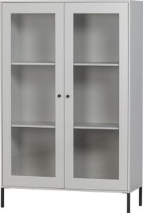 WOOOD xam Vitrine Wolkengrau - Hängschrank mit Glästuren aus Kiefer Holz 155x100x40 cm