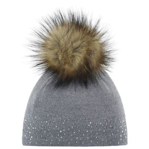 Eisbär Nalin Lux Crystal Mütze für Damen mit Bommel, Größe:Einheitsgröße, Farbe:Schwarz