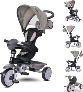 Lorelli Tricycle One 3 in 1 EVA-Reifen Schiebestange Anti-Rutsch Pedale umbaubar hellgrau