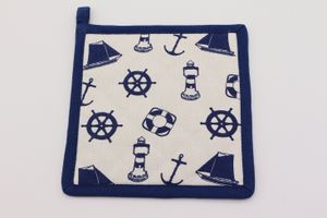 Topflappen, Ein Marine Pottlappen  mit Seefahrtsmotiven, Baumwolle 20 x 20
