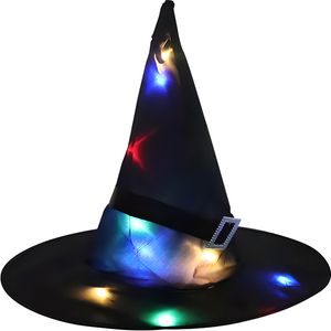 Klobúk Kostýmové klobúk s LED Svetlom Pánsky čierny dospelých Detský čiapka Halloween Čarodejnícky čiapočka Dojčenská Čarodejnícka Deti dospelí Retoo