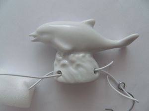 Porzellan Tropfenfänger Delfin, weiß, für Kaffee- oder Teekannen, Tier Delfine Fisch