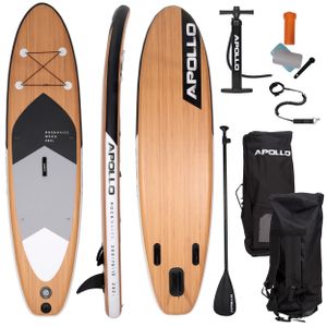 Apollo iSUP Board Komplett-Set | Aufblasbares Stand Up Paddle Board | inkl. Paddel, Pumpe | Stand Up Paddling für Anfänger und Profis | 10’8, 12’ Stand Up Paddling Board | SUP Board - Wood