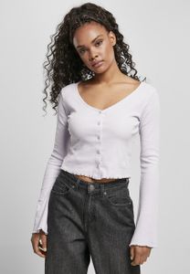 Urban Classics Dámsky kardigán s orezaným rebrovaním softlilac - L