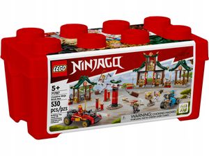 LEGO 71787 NINJAGO Kreative Ninja Steinebox, Spielzeug Aufbewahrungskiste mit Ninja-Auto und Motorrad, Dojo und Minifiguren für Kinder ab 5 Jahren