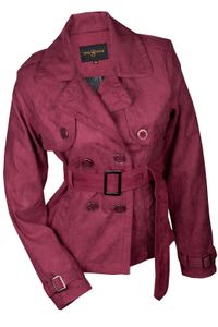 Damen Jacke Übergangsjacke WildKunstleder Trenchcoat Farbe:Rosa, Größe:M (Ital. Etikett 42)