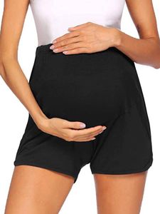 Damen Umstandshosen Kurze Komfortable Umstandsleggings Schwangerschaftsleggings Shorts Schwarz,Größe S