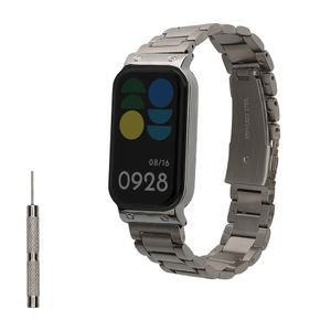 kwmobile Edelstahl Uhrenarmband kompatibel mit Xiaomi Smart Band 8 Active / Redmi Band 2 Ersatz Armband - Ersatzarmband für Smartwatch - 14 - 22 cm Innenmaße - Silber