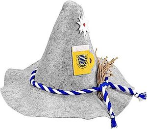 Widmann klobouk pivní festival, s edelweiss a pivní hrnek, z plsti, pivní festival, lidová slavnost, karneval, tematická party
