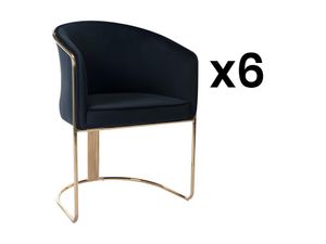 Stuhl mit Armlehnen 6er-Set - Samt & Metall - Schwarz und Goldfarben - JOSETHE von Pascal MORABITO