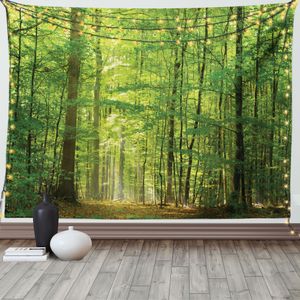 ABAKUHAUS Wald Wandteppich, Laubwald Sommer, Wohnzimmer Schlafzimmer Heim Seidiges Satin Wandteppich, 200 x 150 cm, Grün