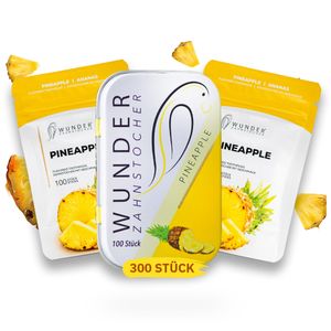 Wunder Zahnstocher mit Geschmack - 3er Bundle Ananas Aromatische Zahnstocher - je 100 Stück für den stilvollen Lifestyle, Geschmack:Ananas