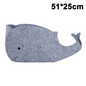 Little Whale Aufbewahrungstasche Grau Kinderspielzeug Niedliche Cartoon-Kleidungsreste Faltbare Filz-Aufbewahrungstasche,L