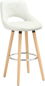 WOLTU BH111ws-1 Barová stolička 1 kus Drevený rám barovej stoličky z umelej kože s opierkou chrbta + opierkou nôh Dizajnová stolička Kuchynská stolička Optimálny komfort Biela