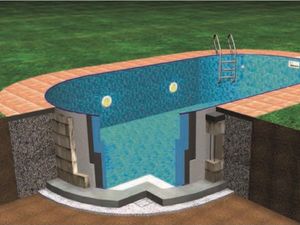 Bazén s oceľovou stenou IBIZA, oválny, 11 x 5 m, 150 cm hlboký, zapustený do zeme, s otvorom pre skimmer, bez vnútornej vložky, bez filtračného systému