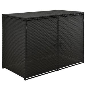Juskys Mülltonnenbox Mol – Polyrattan Aufbewahrungsbox für 2 Tonnen mit Gasdruckfeder - verschließbar - 1,2 m² Mülltonnenverkleidung - schwarz