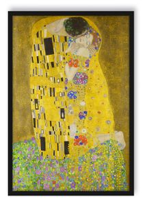 Gustav Klimt - Der Kuss Poster im Bilderrahmen / Format: 55x40cm / Kunstdruck gerahmt