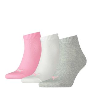 PUMA Unisex ponožky, 3 balení - čtvrteční, Sneaker Grey/Pink/White 39-42