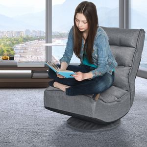 Podlahová židle COSTWAY 360° otočná podlahová židle s 5násobně nastavitelným opěradlem Podlahová pohovka 150 kg Naložená líná pohovka šedá