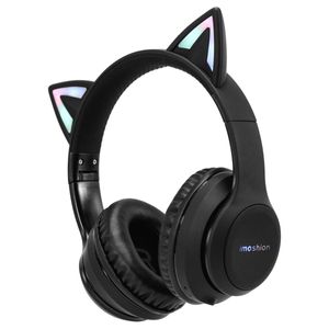 Katzenohr Bluetooth Kopfhörer kabellos bluetooth - Kinder Kopfhörer mit LED-licht - Kopfhörer bluetooth - Kabellose kopfhörer - Kopfhörer Kinder - Noir - IMOSHION®
