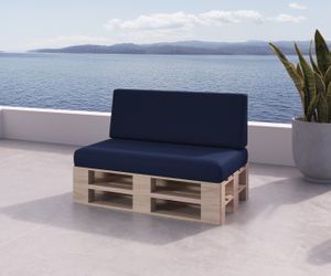 sunnypillow 2er Palettenkissen Set mit abnehmbarem Bezug Sitzkissen + Rückenkissen Palettenauflage Palettenpolster Indoor / Outdoor | Blau |