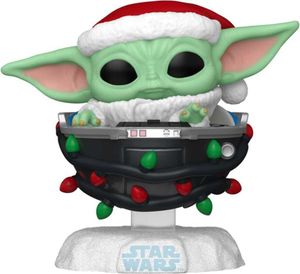 POP-Figur Star Wars Grogu mit Weihnachtsmannm&#252 tze im Kinderwagen
