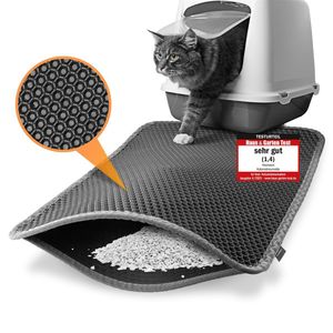 Heimwert Katzenklo Matte Katzenstreu Katzenmatte - Nur für die beste Fellnase - Wasserdichter Premium Vorleger für die Katzentoilette 76 x 61cm