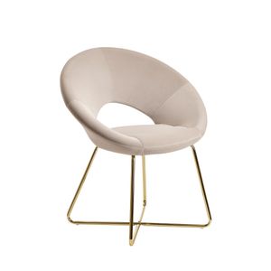 WOHNLING Esszimmerstuhl Samt Beige Küchenstuhl mit goldenen Beinen | Schalenstuhl Stoff / Metall | Design Polsterstuhl | Stuhl Esszimmer Gepolstert
