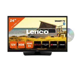 Lenco DVL-2483BK - 24-Zoll Smart-TV mit integrierter DVD-Player und 12-V-Kfz-Adapter, Schwarz