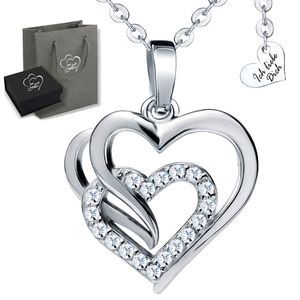 Damenkette Herzkette Kette für Damen Frauen Halskette mit Herz Anhänger Silber 925