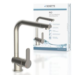 SCHÜTTE Küchenarmatur RIO, Wasserhahn Küche mit Energiesparfunktion, 360° schwenkbare Mischbatterie Küche, Edelstahloptik