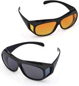 Sport-Sonnenbrille für Herren – winddichte und sanddichte Nachtsichtbrille – farbige polarisierte Gläser – 2er-Pack – gelbe, graue Gläser