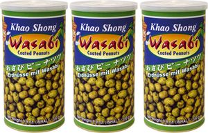 [ 3x 350g ] KHAO SHONG Erdnüsse mit Wasabi überzogen / Wasabi coated Peanuts