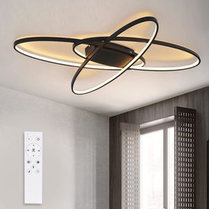 ZMH LED Dimmbar Deckenleuchte Modern Schwarz WohnzimmerlampeWarmweiß/Neutralweiß/Kaltweiß 75W Innen Deckenbeleuchtung