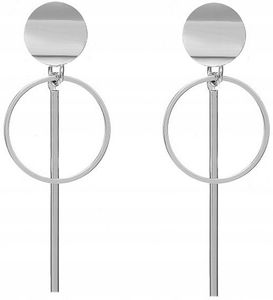 Lange hängende Kreise Silber Geometrische Ohrringe
